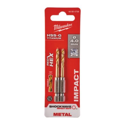 Milwaukee fémfúró Shockwave HSS-G TiN 4 mm - 2 db 
