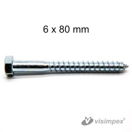 DIN 571 horganyzott 6x80 mm állványcsavar