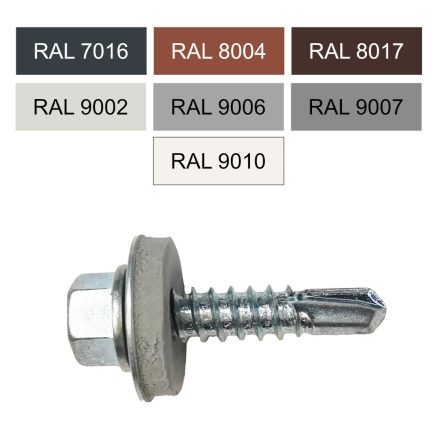 DIN 7504K hatlapfejű lemezcsavar alátéttel több színben 4.8x19 mm