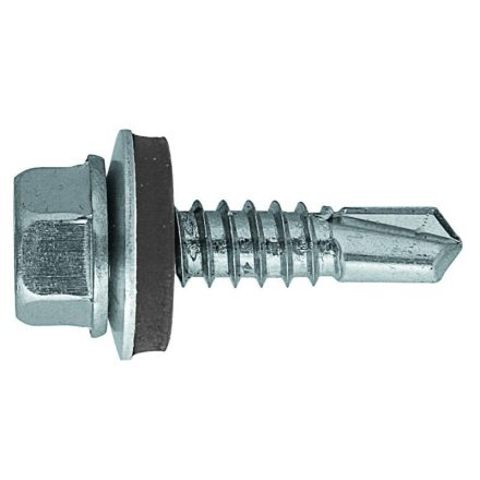 Horganyzott hatlapfejű önfúrós lemezcsavar alátéttel - 5.5x25 mm